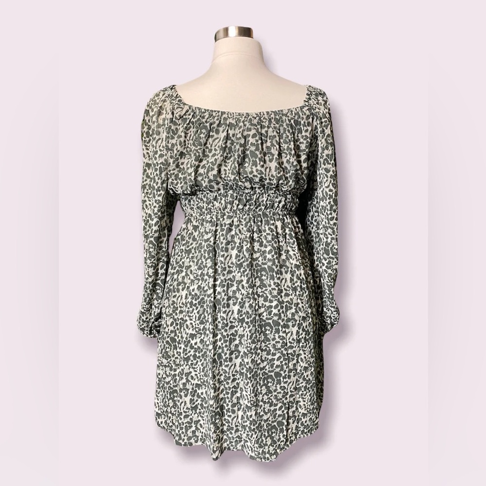 Animal Print Plus Size Off The Shoulder Long Sleeve Dress
